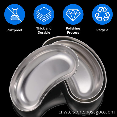 Autoclavable Sterile Medical Kidney Trays Made of 304 Stainless Steel for Surgical Hospitals